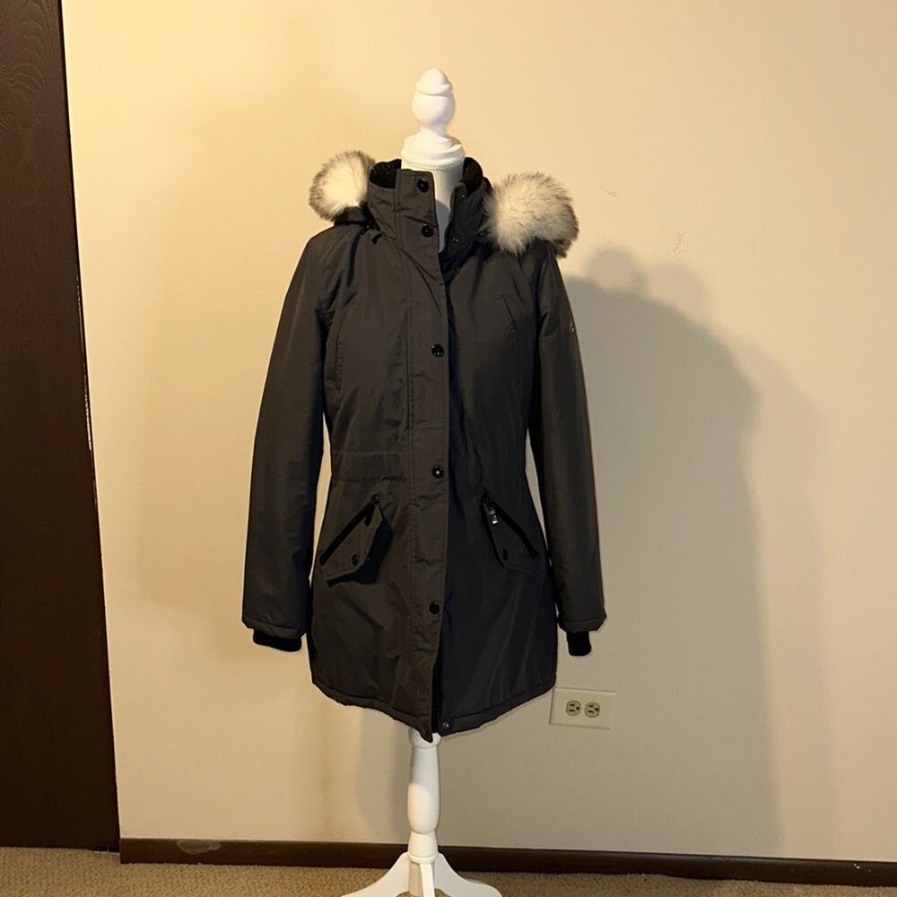 HFX Gray Ski Jacket with Faux Fur Trim - size medium